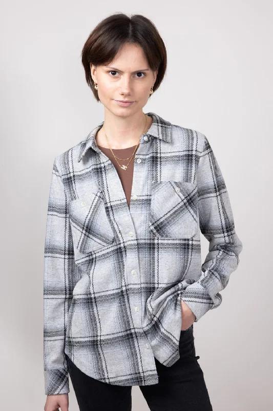 Thread & Supply Lewis Soft Luxe Button Up Shirt for Women in Black/Grey Plaid | T1084PVXTS-BLACKGREYPLAID