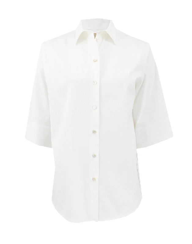 Three-Quarter Sleeve Poplin Boyfriend Shirt