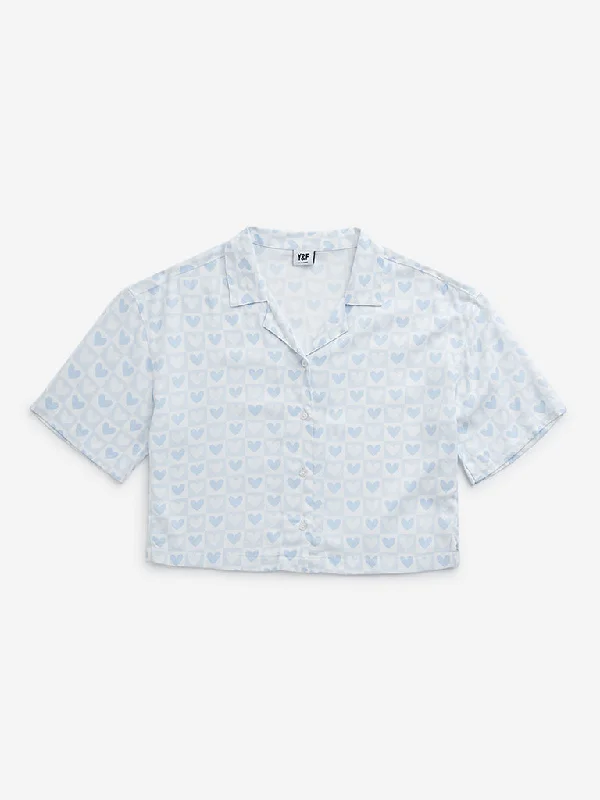 Y&F Kids Blue Heart Printed Shirt