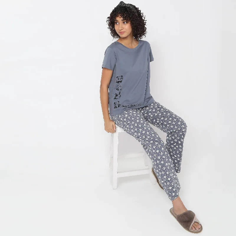 Regular Fit Graphic Lounge Top