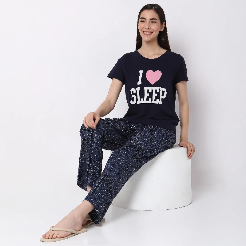 Regular Fit Graphic Sleepwear Lounge Top