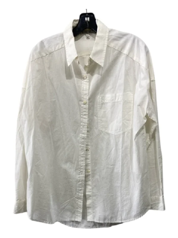 Alex Mill Size M Ivory White Cotton Button Down Long Sleeve Breast Pocket Top