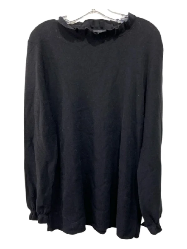 COS Size L Black Wool Scoop Neck Long Sleeve Top