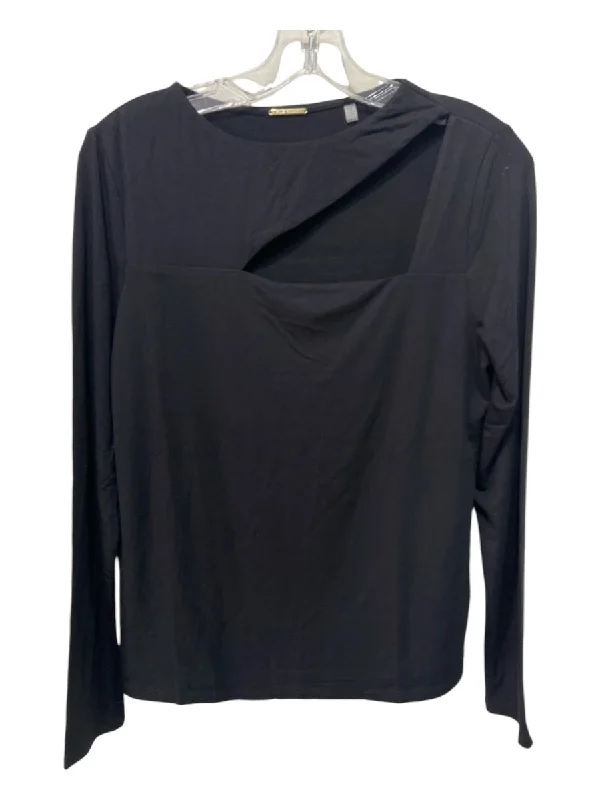 Elie Tahari Size M Black Viscose Blend Long Sleeve Cutout Top