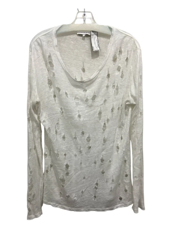 IRO Size M White Linen Distressed Heathered Long Sleeve Top