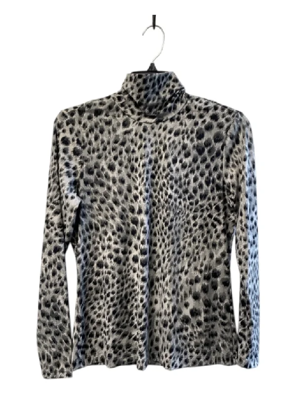 J. McLaughlin Size XS Gray & Black Polyester Blend Cheetah Print Long Sleeve Top