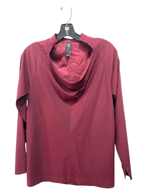 Maria + Cornejo Size 0 Burgundy Red Silk Draped Neckline Long Sleeve Top