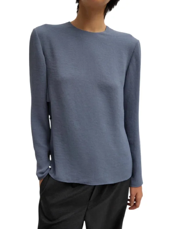 Pebble Sable Paneled Long Sleeved Top In Chrome Grey