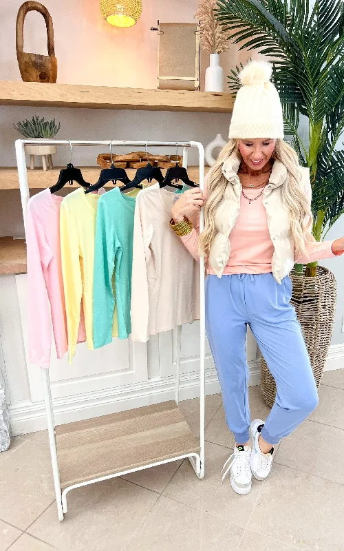 SALTY WAVE Hold Tight Long Sleeve Tops- Pastel**DEAL-COUPON EXCLUDED