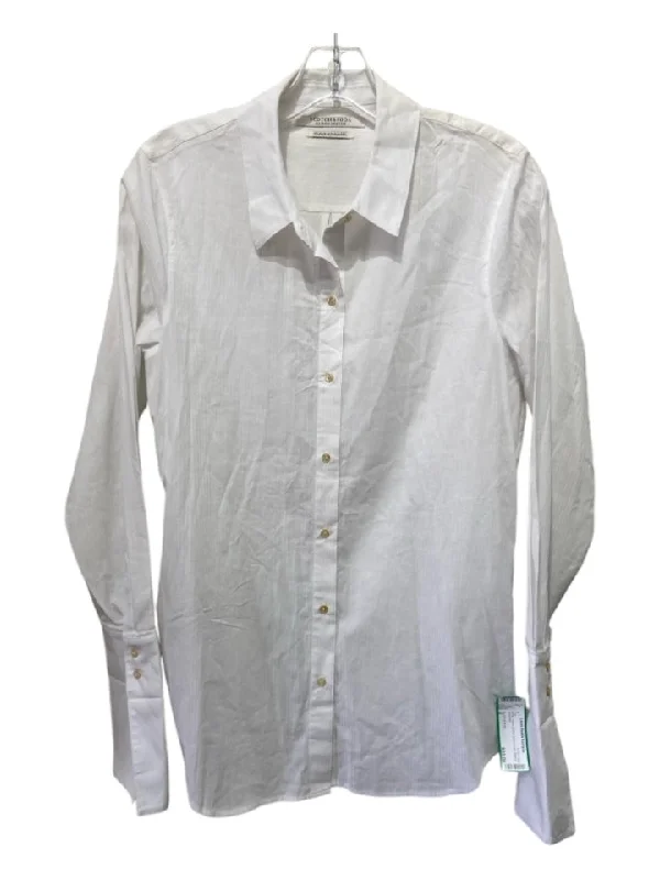 Scotch & Soda Size 2 White Cotton Button Down Long Sleeve Top