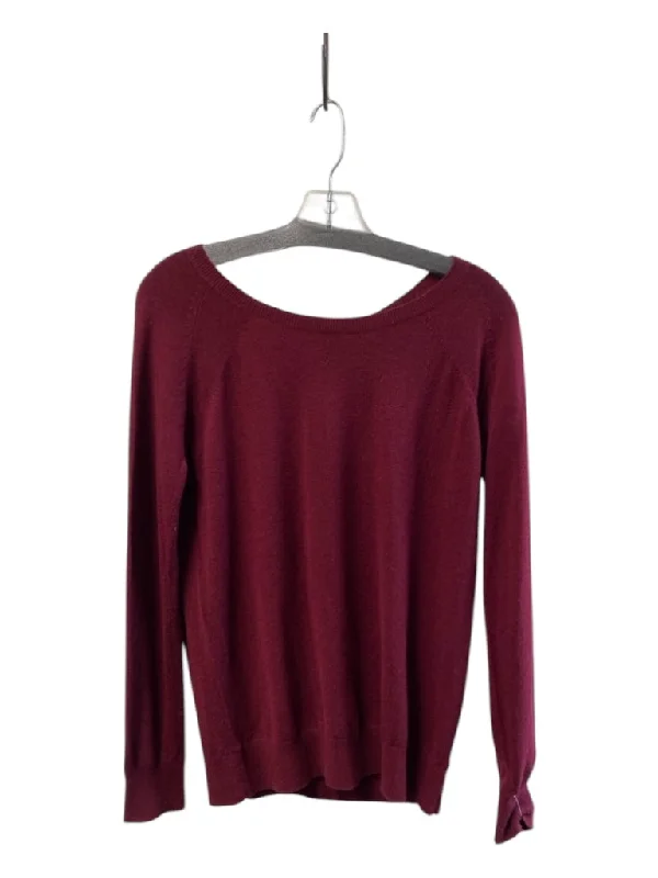 Vince Size XS Merlot Wool Blend Round Neck Long Sleeve Ribbed Knit Top