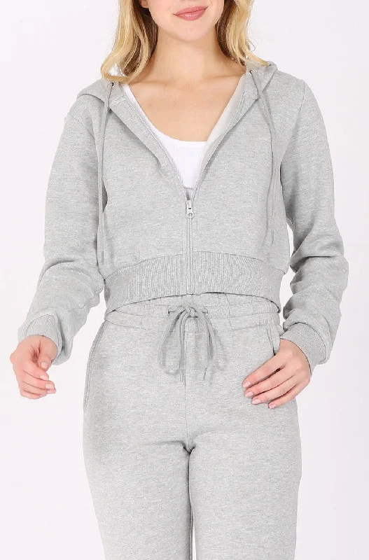 Cropped Zip Up Hoodie