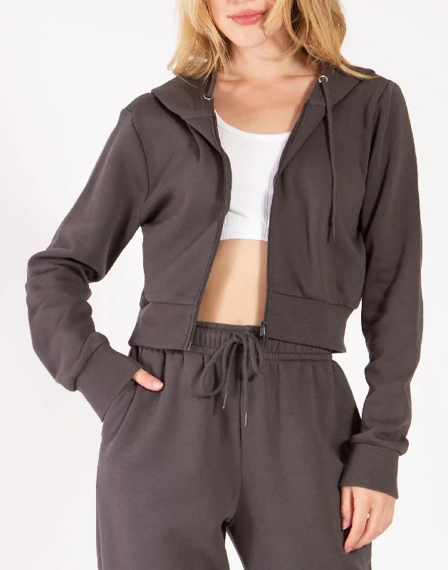 Cropped Zip Up Hoodie