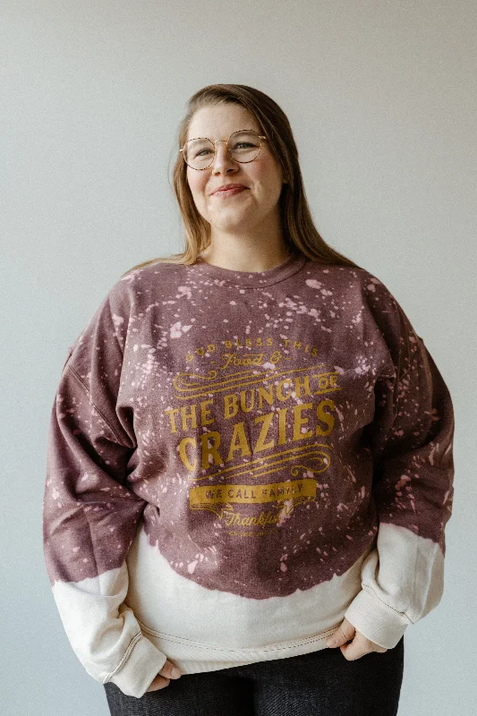 "GOD BLESS THIS FOOD AND THE BUNCH OF CRAZIES WE CALL FAMILY THANKFUL" GRAPHIC SWEATSHIRT