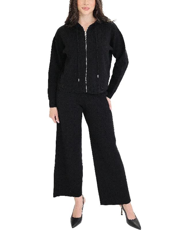 Knit Zip Front Hoodie & Knit Pants Sets- 2 Pc Set