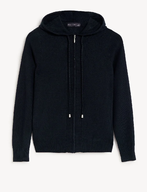 Soft Touch Textured Zip Up Relaxed Hoodie