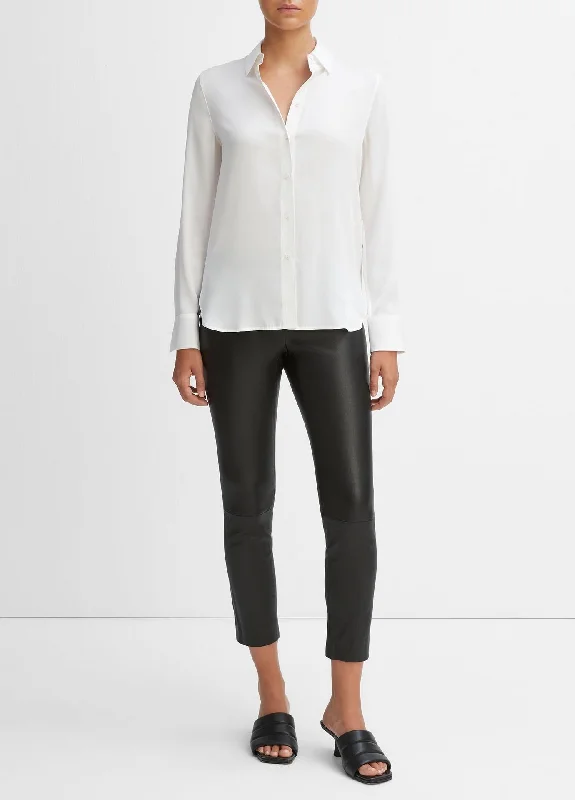 Vince Slim Fitted Stretch Silk Blouse