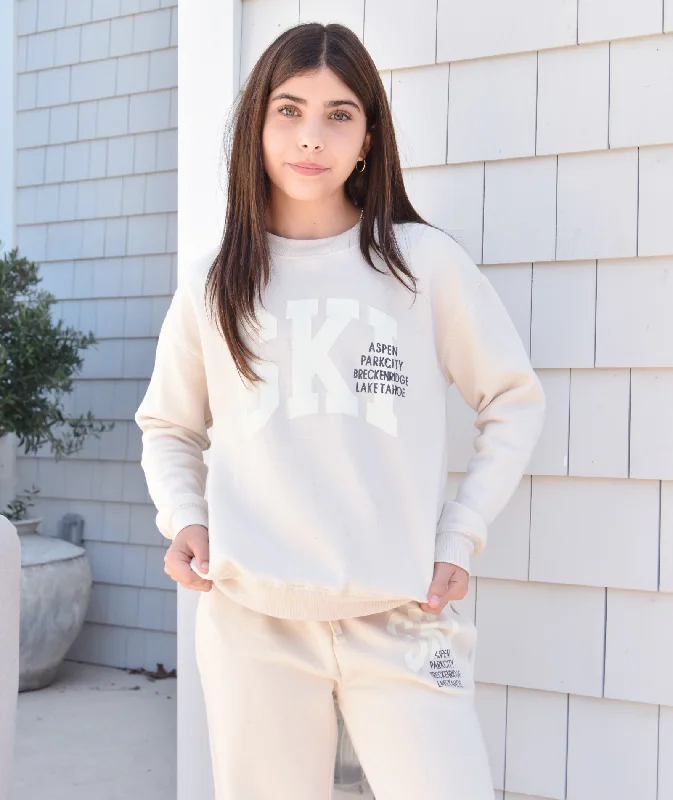 Vintage Havana Girls Ski Destination Crew Sweatshirt